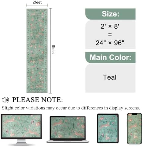 DUKINO 2x8 Washable Runner Rug, Non Slip Animal Kitchen Runner Rug - Image 2
