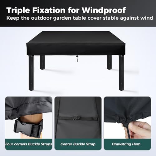 SUNICO Outdoor Table Covers Waterproof Rectangle 75x40x6in - Image 3