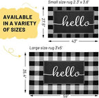 KILOCOCO Buffalo Plaid Checkered Rug 3x5 ft Black White Front Door Rug - Image 2