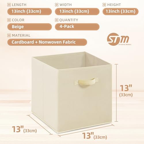 STORAGE MANIAC Storage Cubes, 13 Inch 4 Pack Collapsible Fabric Shelf Bins - Image 4