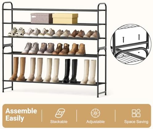 KEETDY 3-Tier Long Shoe Rack for Closet Metal Shoe Organizer for Entryway - Image 5