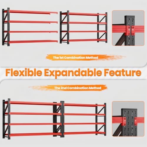 71.3” Wide Heavy Duty Metal Garage Shelving, Adjustable Storage Shelf - Image 6