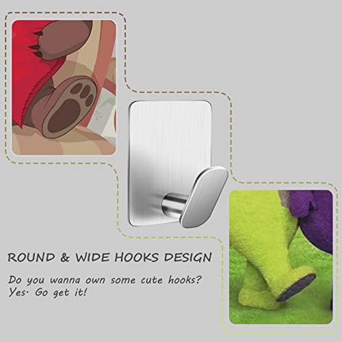 DELITON Adhesive Towel Hooks, SUS 304 Stainless Steel No Drill Shower Hooks - Image 3