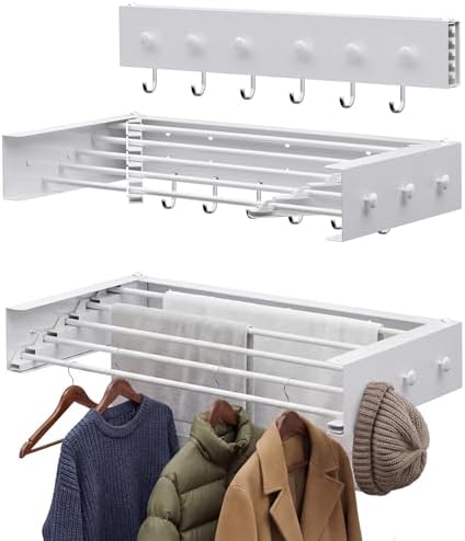 Extra Wide 40" Laundry Drying Rack, Expandable Wall Mounted Clothes Drying Rack by CEHIFIA