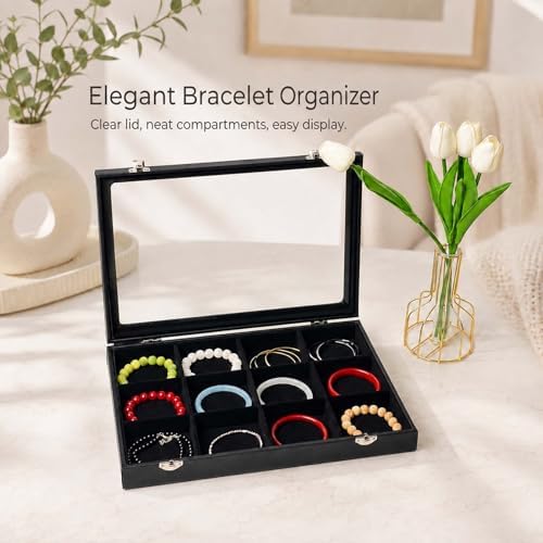 Black 12 Grid Jewelry Organizer Display Box - Image 4