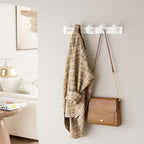 White Wall Mounted Coat Rack – 5 T-Shaped Hooks on 16.5" Rail - Image 3