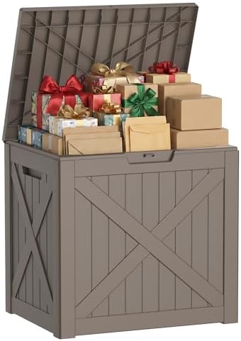 40 Gal Outdoor Storage Box Waterproof Lockable Deck Boxes Grey by ASKPASS