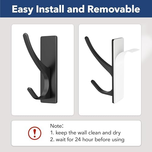 pickpiff 10 Pack Matt Black Self-Adhesive Hook, 13LB Hanger - Image 4