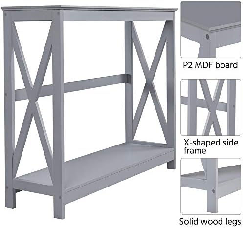 Yaheetech Narrow Entryway Console Table, 2-Tier X-Frame Storage Shelf - Image 5
