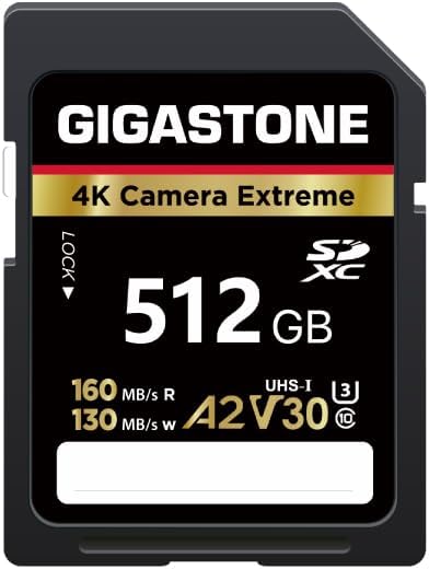 【5-Years Data Recovery】 GIGASTONE 512GB SD Card, 4K Camera Extreme, UHS-I A2 by Gigastone