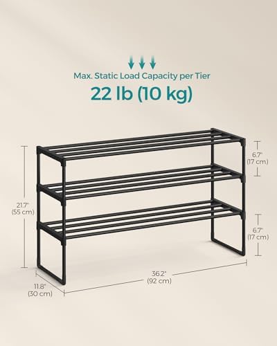 SONGMICS Shoe Rack, 3-Tier Shoe Organizer, Metal Storage Shelf - Image 3