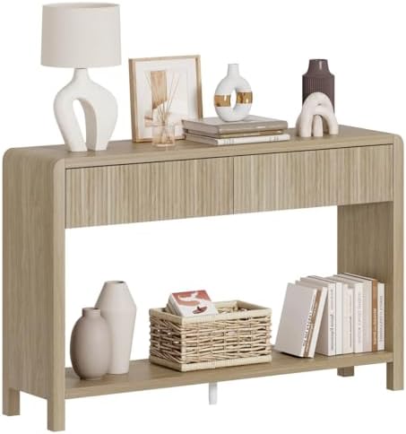 FATORRI Console Table for Entryway Storage, 47.2 Inch Light Walnut by FATORRI
