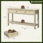 SUPERJARE Rattan Console Sofa Table - Image 2