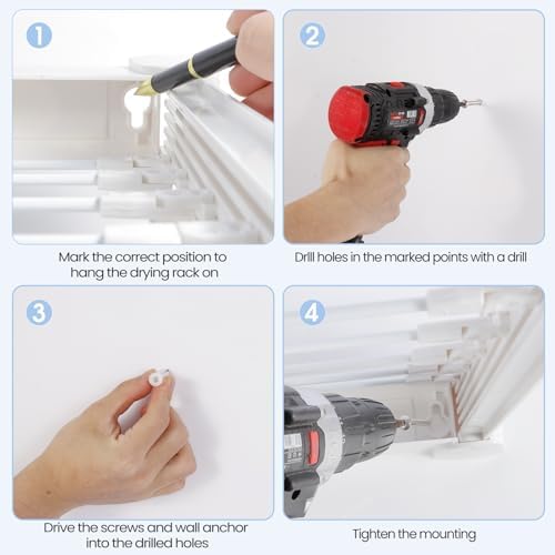 Wall Mounted Clothes Drying Rack 27.56", Foldable Retractable Garment Hanger - Image 6