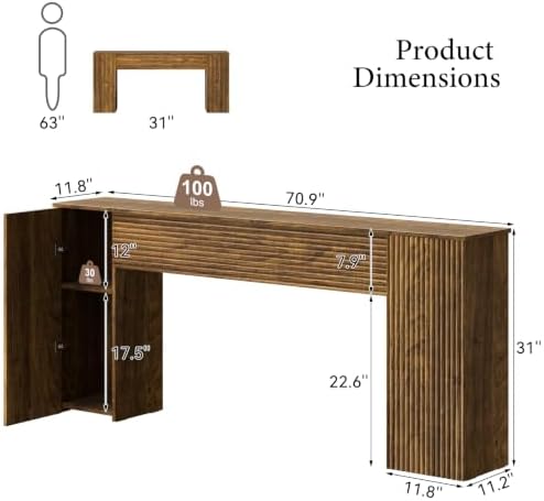 FABATO 70.8” Fluted Long Console Table - Image 2