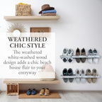 MyGift 30 Inch Shabby White Washed Solid Wood Wall Mounted Shoe Hanger Storage - Image 2