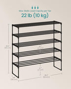 SONGMICS Shoe Rack, 5-Tier Shoe Organizer, Metal Storage Shelf - Image 3