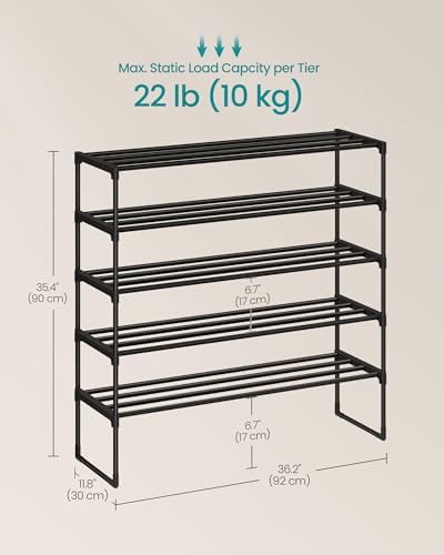 SONGMICS Shoe Rack, 5-Tier Shoe Organizer, Metal Storage Shelf - Image 3