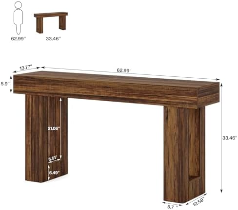 Tribesigns Farmhouse Console Table, 63-Inch Long Narrow Sofa Table Behind The - Image 2