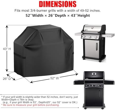 Grill Cover, 52 inch BBQ Gas Grill Cover Waterproof Weather Resistant, Fade - Image 2