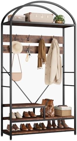 Garvee Coat Rack with Shoe Storage, 16 Hooks, Entryway Organizer by Garvee