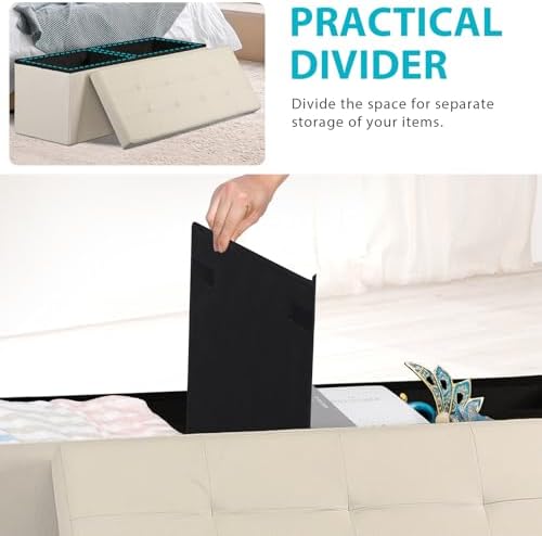 SUPER DEAL Storage Ottoman Bench, 43 Inches Folding Ottoman Foot Rest, Storage - Image 5