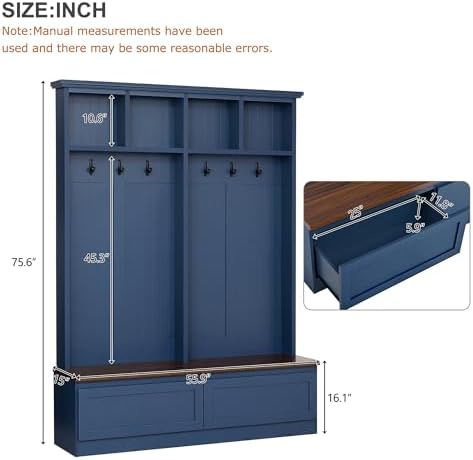 LUMISOL 4-in-1 Hall Tree with Bench and Shoe Storage - Image 2