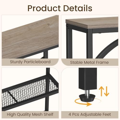 Snughome Entryway Table with 3 Tier Storage Shelves, Narrow Console Table - Image 7