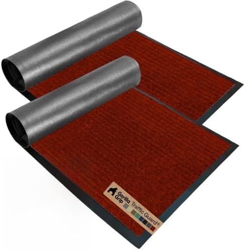 GORILLA GRIP Traffic Guard Indoor Outdoor Heavy Duty Door Mat, 29x17 Red by GorillaGrip
