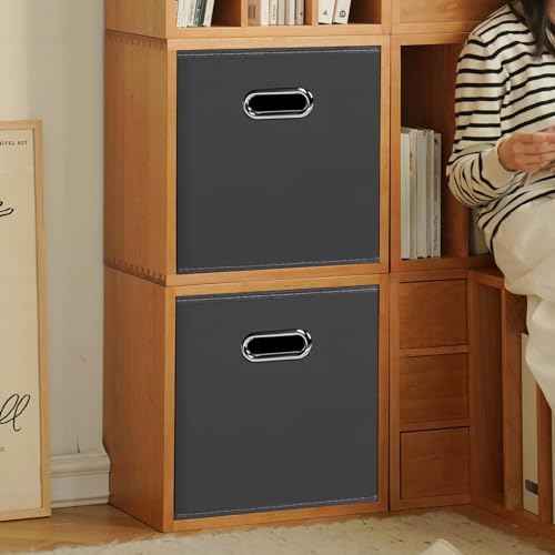 Black Foldable Storage Cubes Bins, Fabric Storage Box Cubes Organizer Baskets - Image 4