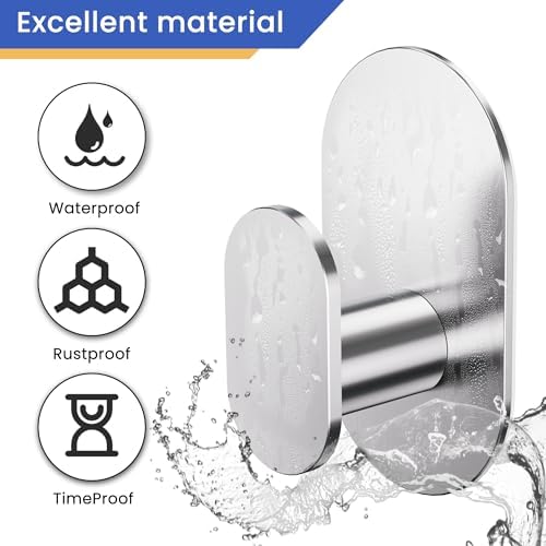 Aikzik Adhesive Towel Hooks - 26LB Heavy Duty Wall Sticky Waterproof Hooks - Image 4