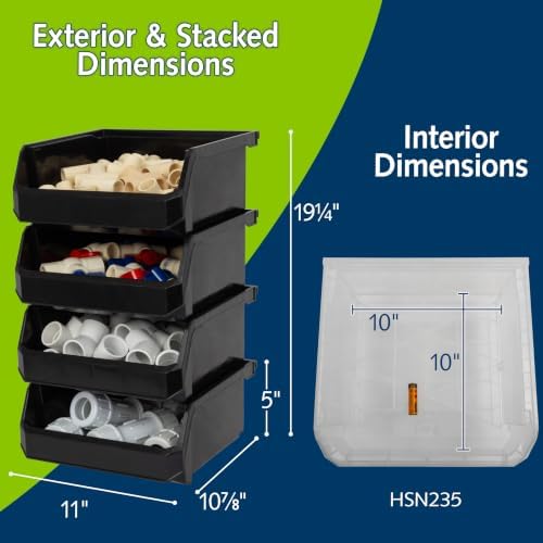 ReadySpace Medium-Wide Stackable Plastic Storage Bins - Image 2