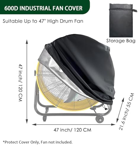Industrial Fan Cover, 600D Oxford Heavy Duty Outdoor Cover, Waterproof & - Image 5