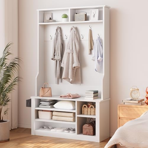 Aiho Entryway Bench with Coat Rack, 5-in-1 Hall Tree with Bench and Shoe Storage - Image 7