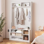 Aiho Entryway Bench with Coat Rack, 5-in-1 Hall Tree with Bench and Shoe Storage - Image 7