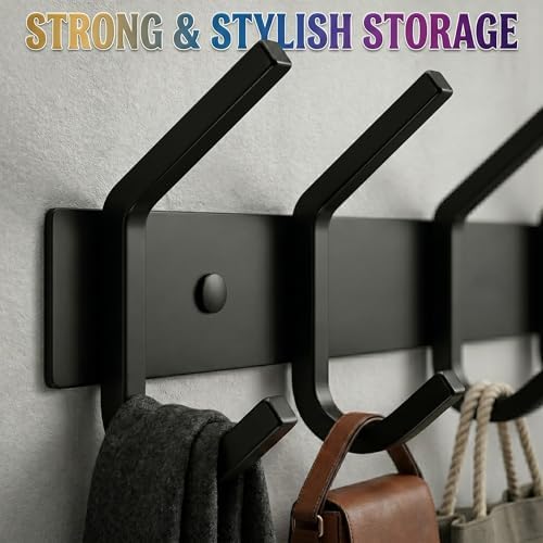 Coat Rack Wall Mount – 17 Inch Stainless Steel Hook Rail - Image 4