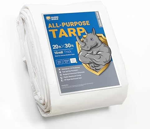 GUARD SHIELD Heavy Duty Tarp 20x30 Feet White Multi Purpose Thick Waterproof by GUARDSHIELD
