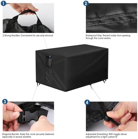 Outdoor Fire Pit Cover Rectangular Waterproof-48x36x24inch - Image 4