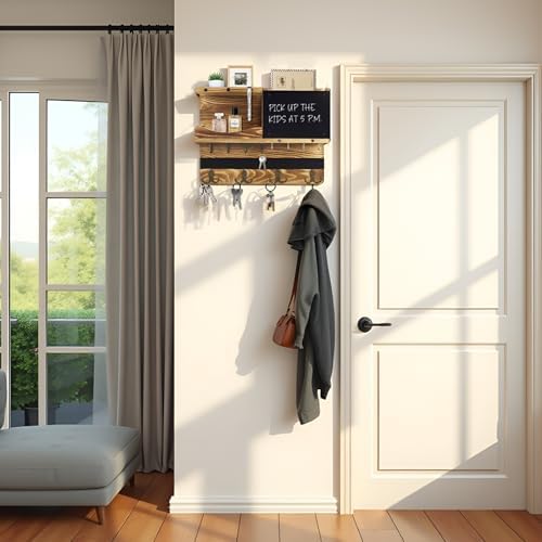 Key Holder Wall Mount with Shelf, Key Hooks - Image 4
