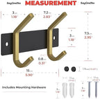 Small Coat Rack Wall Mount – Black and Gold Hook Rail - Image 2