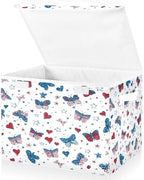 Bolaz Storage Bins with Lids and Handles, Butterfly Flag Stars Pattern Storage by Unknown