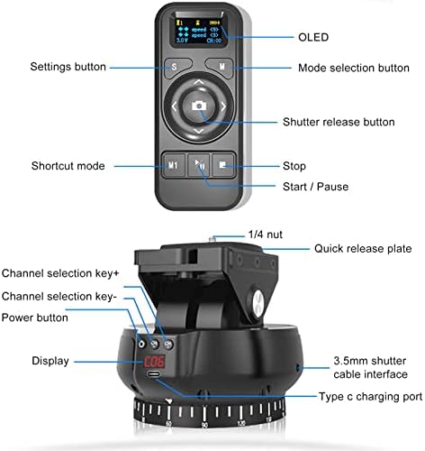 2.4G Electronic Camera Tripod Head, Motorized Panoramic Tripod Head + 360° - Image 6