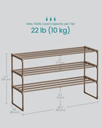 SONGMICS Shoe Rack, 3-Tier Shoe Organizer, Metal Storage Shelf - Image 3
