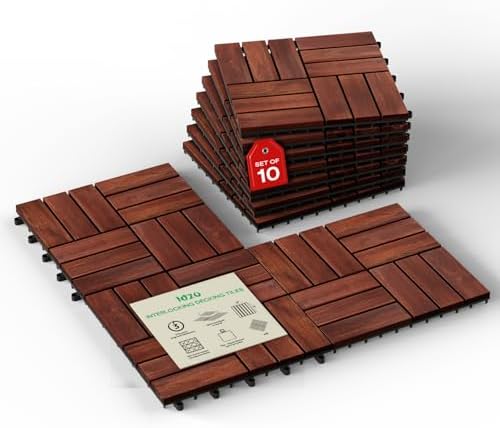 IDZO Interlocking Acacia Deck Tiles 9.6 SQFT by Idzo