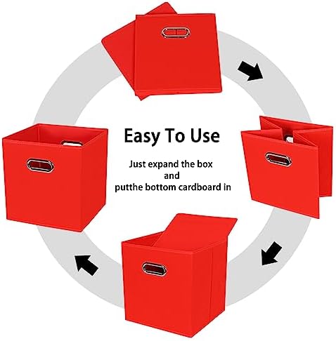 Black Foldable Storage Cubes Bins, Fabric Storage Box Cubes Organizer Baskets - Image 6