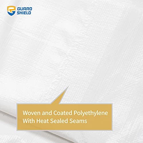 GUARD SHIELD Tarps Heavy Duty Waterproof 10x10 Feet White Poly Tarp Cover - Image 5