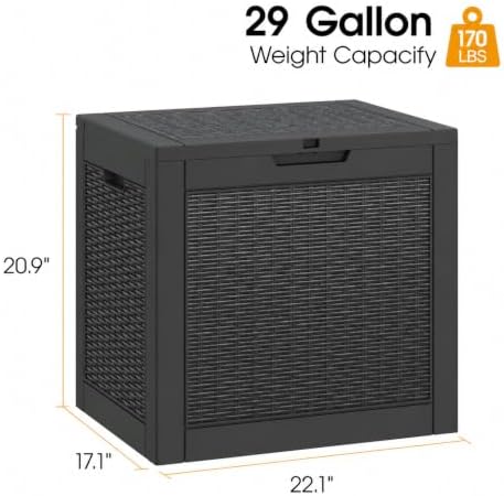 KAMABOKO Outdoor Storage Box, 29 Gallon Deck Box Outdoor Waterproof Small - Image 2
