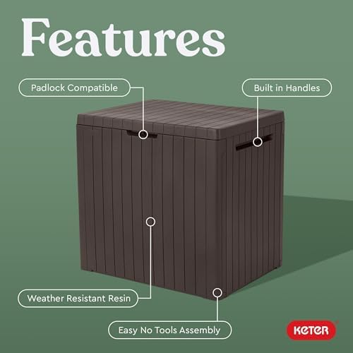 Keter City 30 Gallon Resin Outdoor Storage Box and Patio Furniture Side Table - Image 3