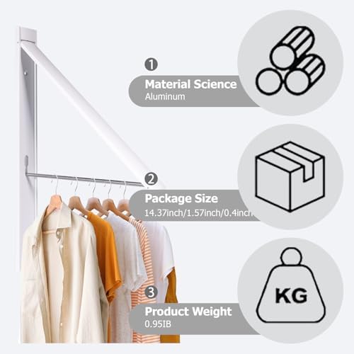 Wall Mounted Folding Clothes Drying Rack, Pearl White - Image 4
