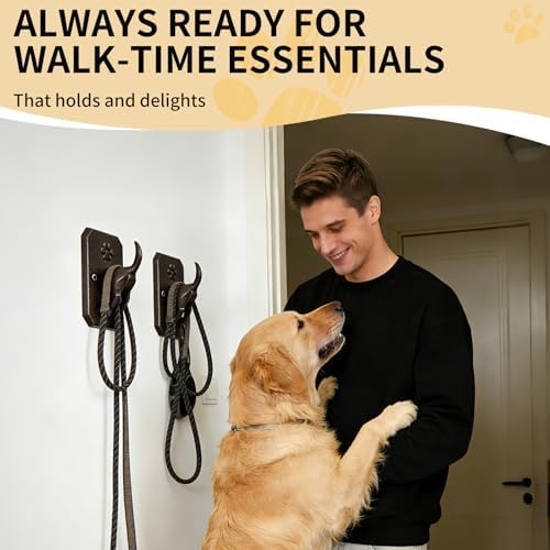 2 Pack Rustic Cast Iron Dog Leash Holder Wall Hook, Heavy Duty Wall Mount Hook - Image 3